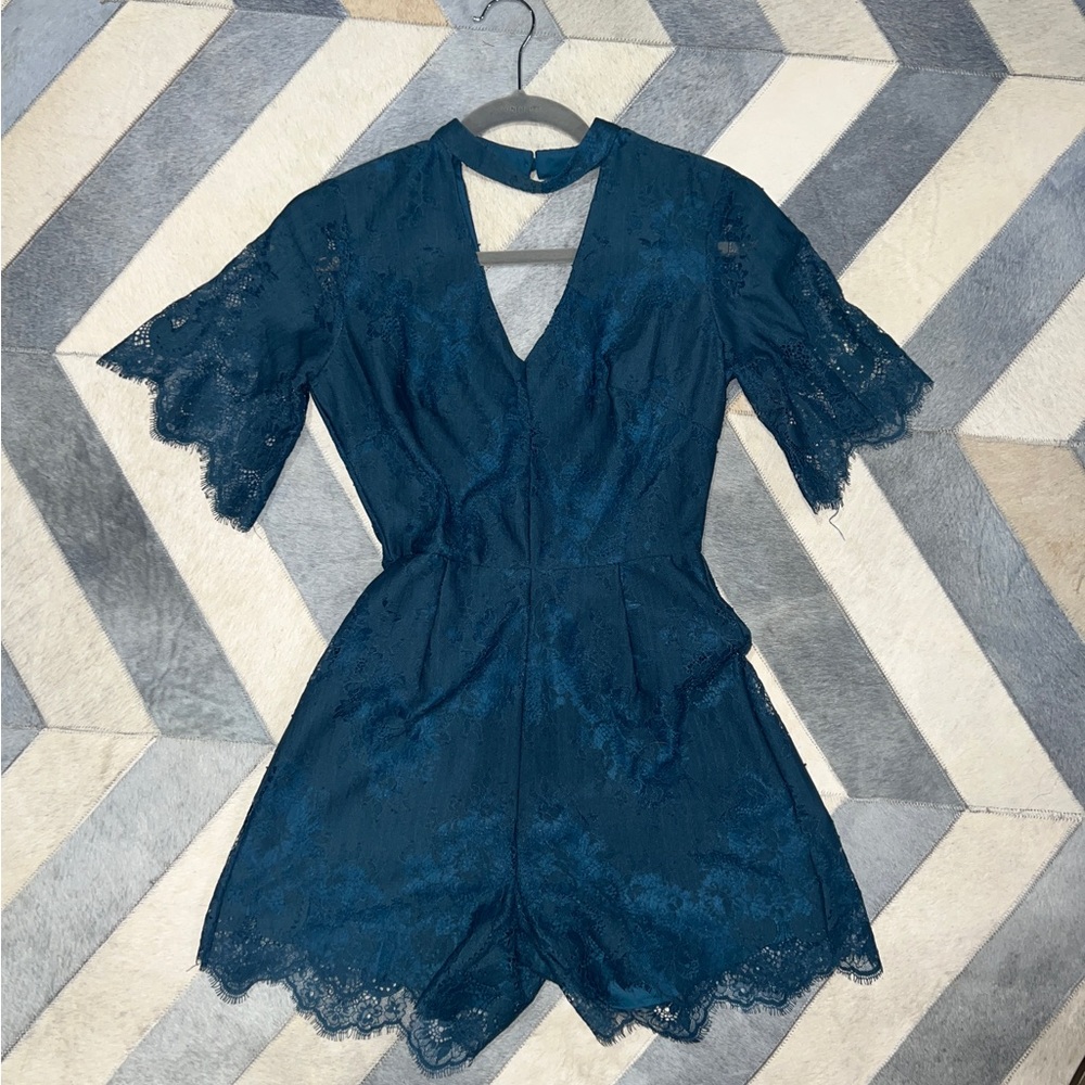 Miami blue lace romper